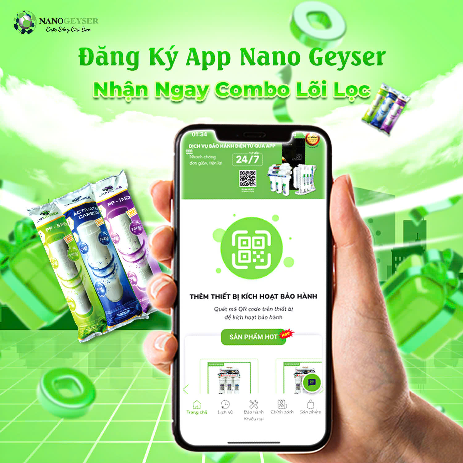 Tải APP liền tay nhận ngay bộ lõi 123 với dòng Geyser RO