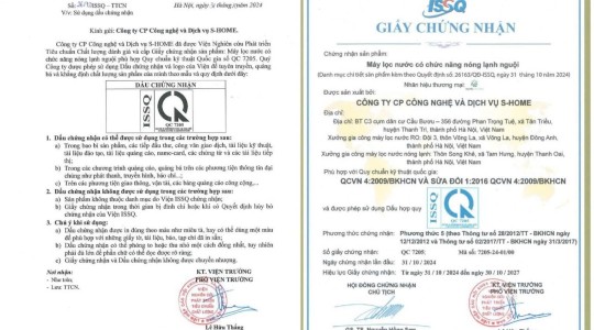 CÔNG BỐ MÁY LỌC NƯỚC PHÙ HỢP QUY CHUẨN KỸ THUẬT QUỐC GIA