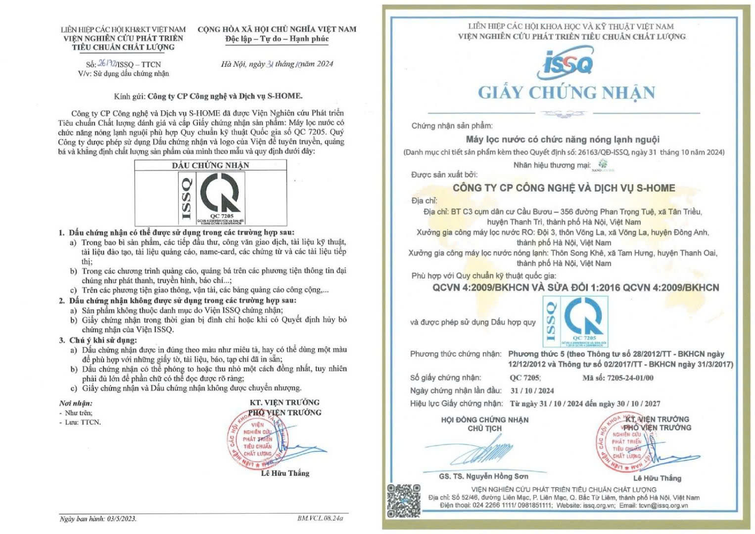 CÔNG BỐ MÁY LỌC NƯỚC PHÙ HỢP QUY CHUẨN KỸ THUẬT QUỐC GIA