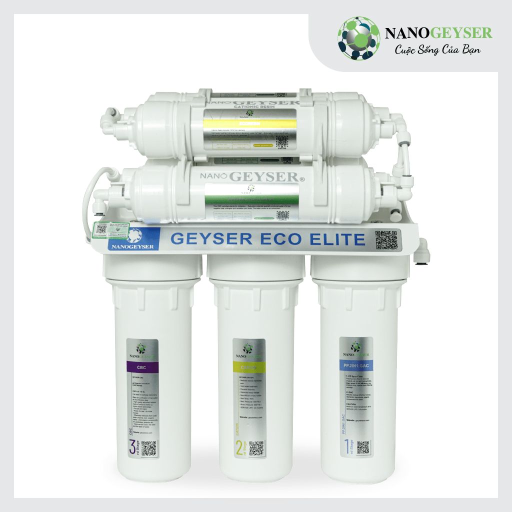 Máy lọc nước Nano Geyser Eco Elite 7 cấp tăng cường xử lý cặn canxi