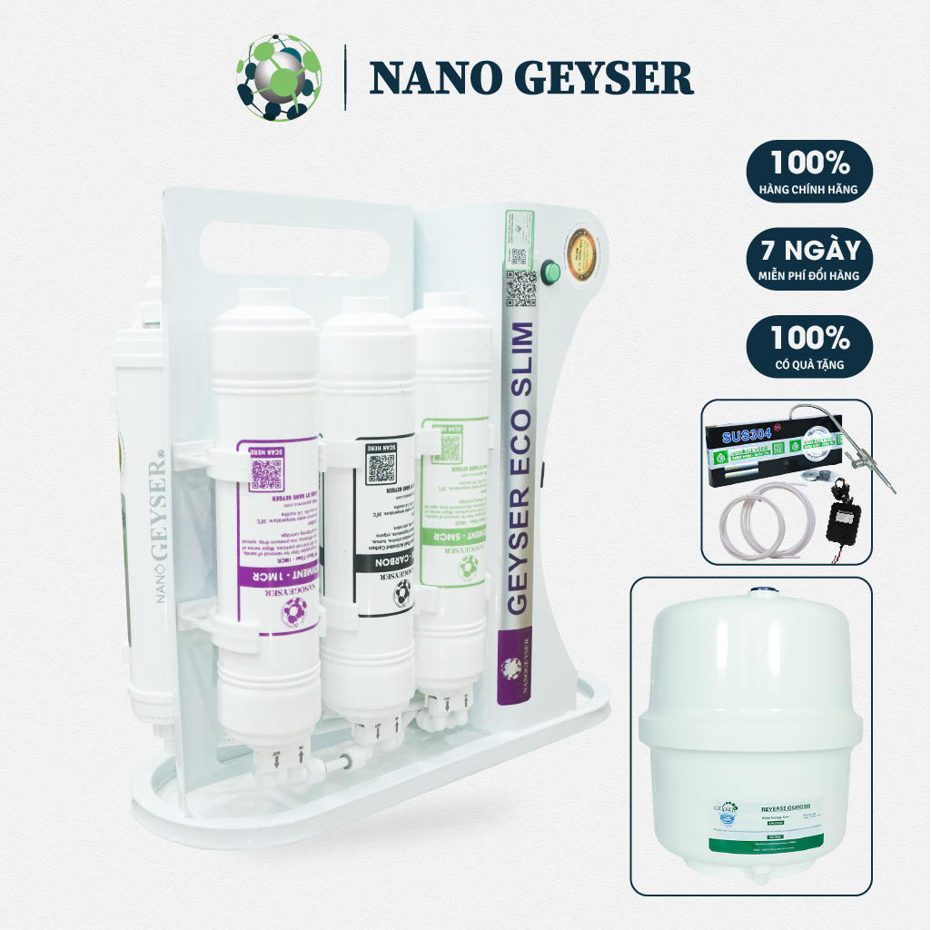 Máy lọc nước Nano Geyser Eco Slim S8 cấp sang trọng, công nghệ RO uống trực tiếp