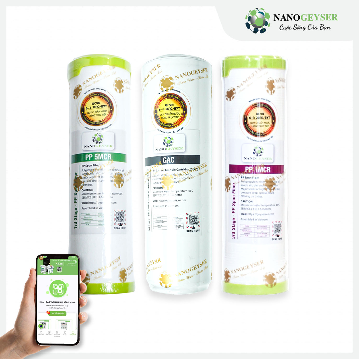 Combo lõi 123 RO Nano Geyser