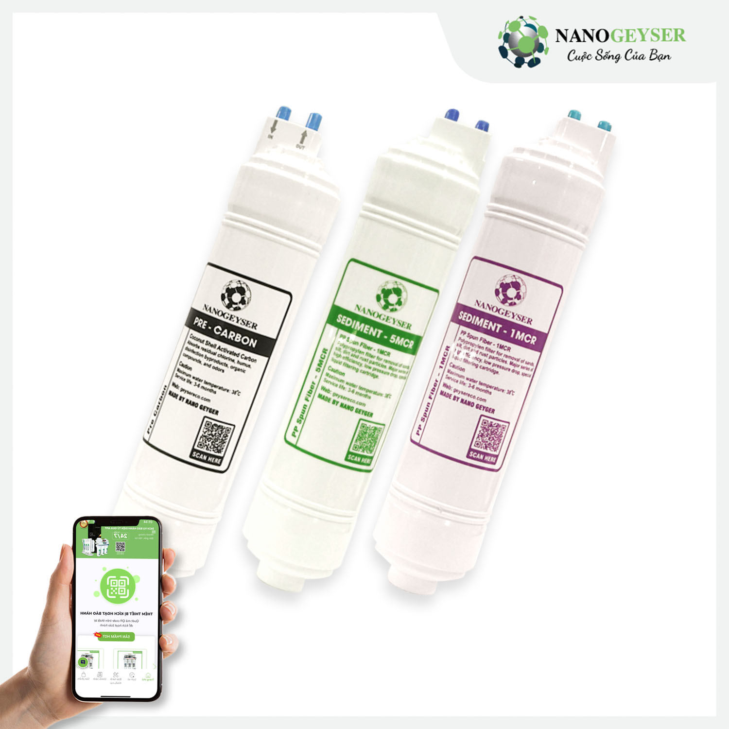 Combo Lõi Đúc 123 RO Nano Geyser