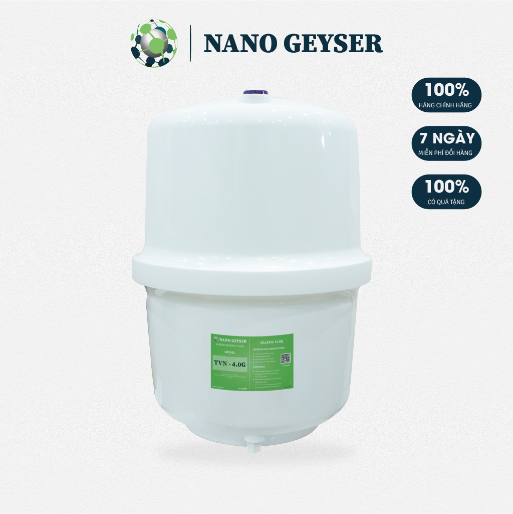 Bình áp nhựa 8 / 10 lít Bình Áp máy RO 3.0 / 4.0 Chính Hãng Nano Geyser